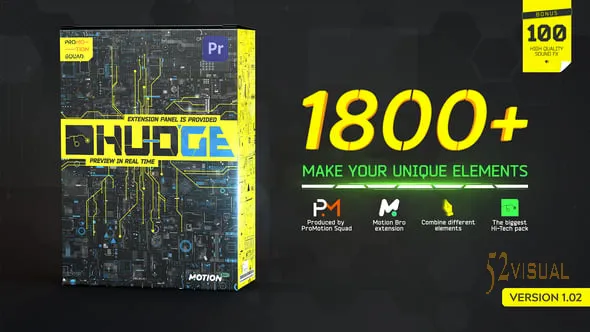 Videohive HUDGE | Premiere Pro 1850+科幻UI HUD高科技元素包