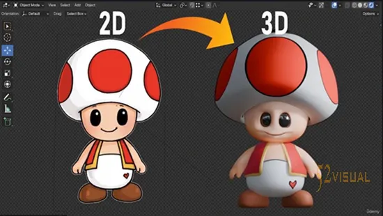 Udemy – 在Blender中将2D图像转换为3D模型(初学者课程)