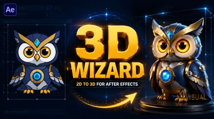 Aescripts 3D Wizard V2.5.2：AE一键2D转3D模型插件