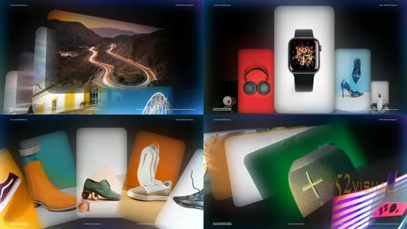 Videohive 动态轮播幻灯片AE模板_现代3D画廊过渡动效