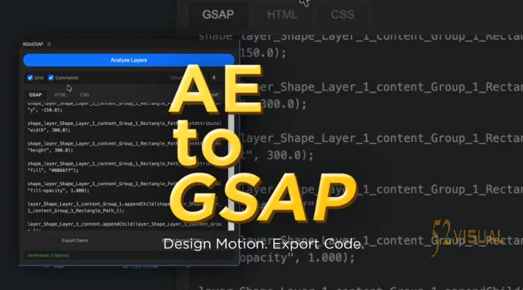 AEtoGSAP - AE动画导出为GSAP网页格式插件 v1.0