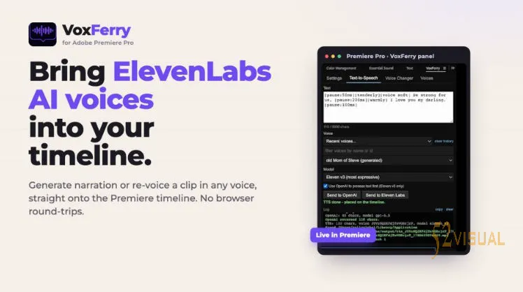 Aescripts VoxFerry v0.7.0 - Premiere Pro AI文本转语音与语音变换插件