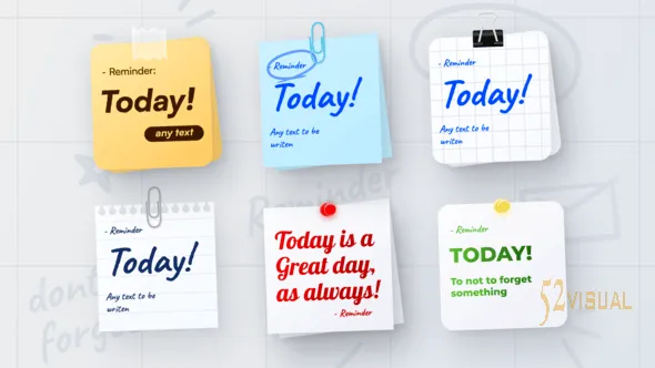 Videohive Pin Notes MOGRT 便签手写文字动画PR模板
