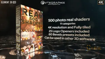 Videohive REAL shaders pack - 500+ Element 3D 物理着色器与4K贴图