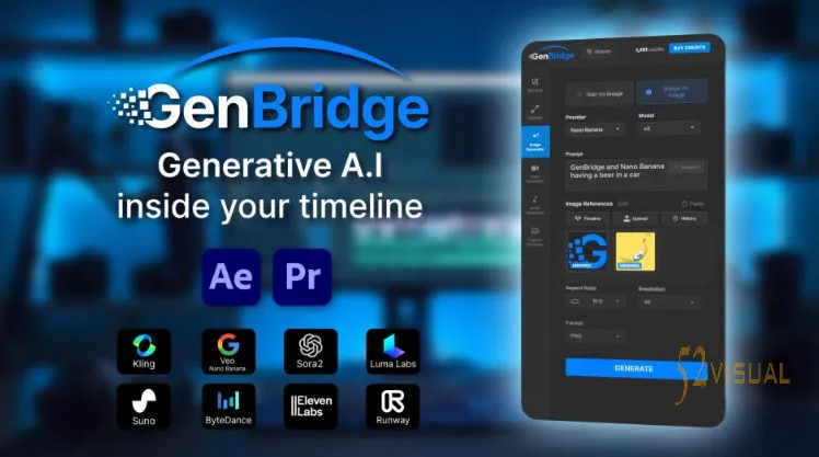 Aescripts GenBridge v0.0.16 - AE/PR原生AI视频生成与4K超分插件