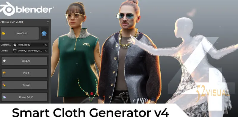 Divine Cut v3.4.3 | Blender智能布料衣物快速生成器插件