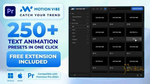 PR文字动画预设包 - Motion Vibe Light Premiere扩展插件