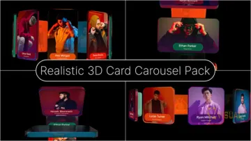 Videohive 真实3D卡片轮播AE模板 - 社交媒体与作品集展示视频模板