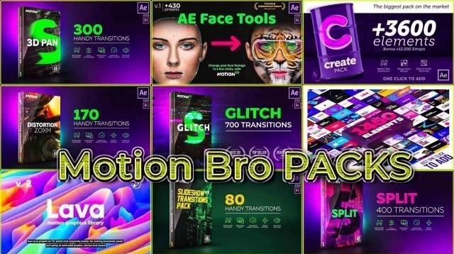 Motion Bro 全套转场模板合集 After Effects 2020版 [LIST, AEP]