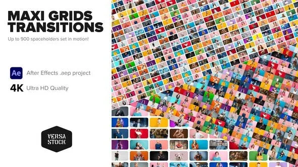 VideoHive Maxi Grid 4K视频墙转场模板 [AEP]