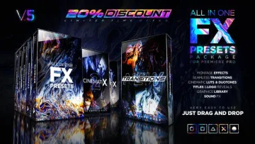 VideoHive Premiere Pro 综合预设包：特效+转场+标题+LUT+音效 v5 [PRPROJ]