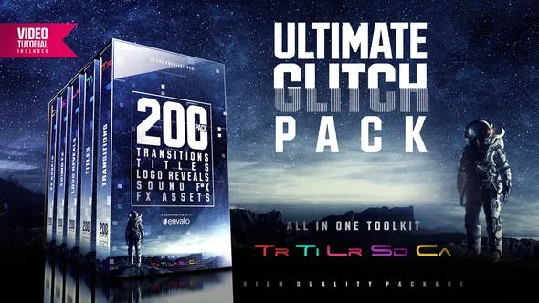 VideoHive Ultimate Glitch 故障干扰转场+标题+Logo+音效套装 [PRPROJ]