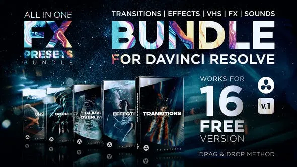 VideoHive DaVinci Resolve FX预设包 转场+特效+VHS+音效 [DRP]