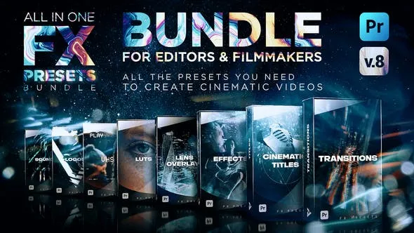VideoHive Premiere Pro 剪辑预设包 v8 转场+标题+特效+VHS+LUT