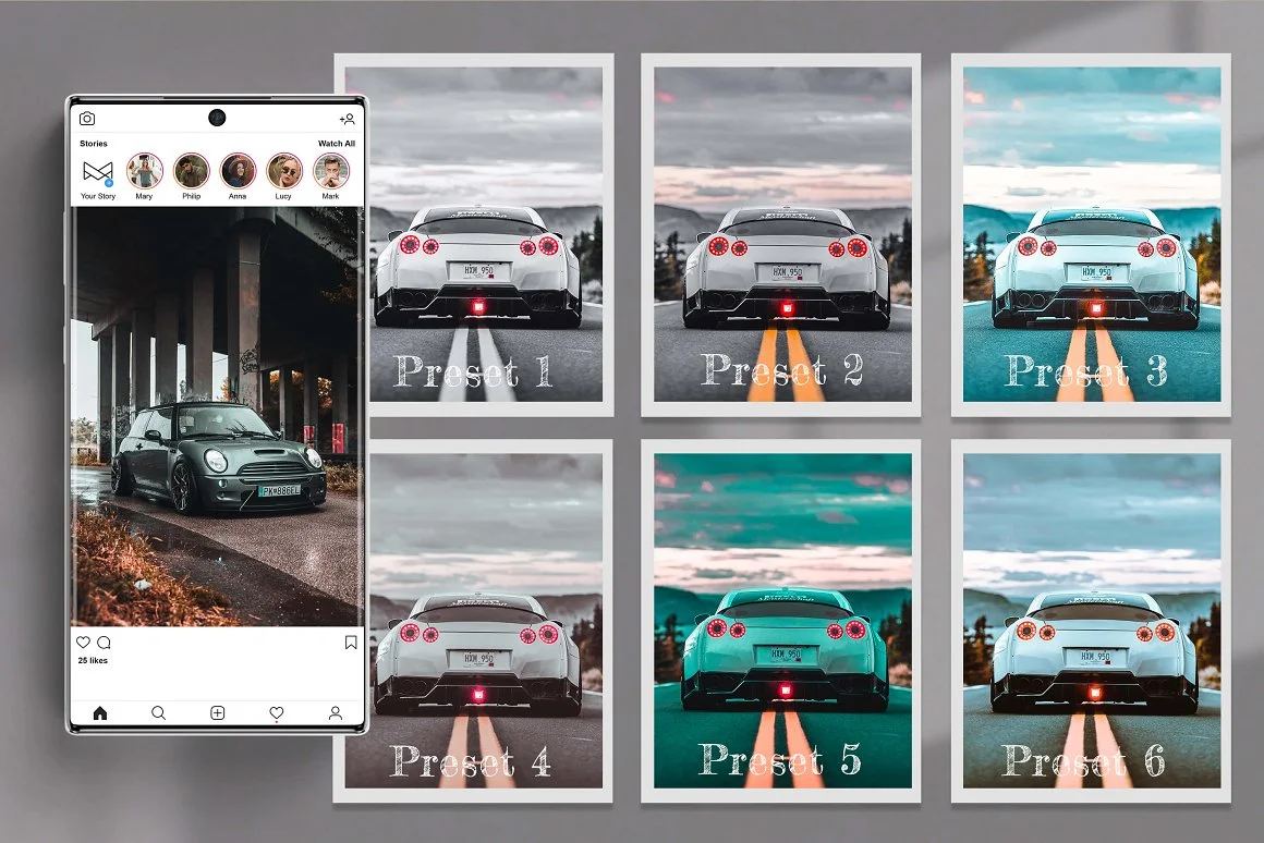 CreativeMarket 汽车工业风 Lightroom/Photoshop 预设+LUTs [XMP, DNG, LRTEMPLATE, ATN, CUBE]