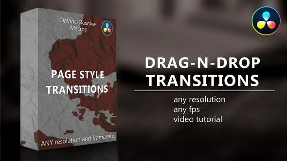 VideoHive 页面翻页风格转场模板 DaVinci Resolve 预设 [SETTING]