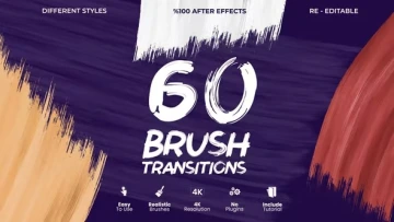 VideoHive 笔刷手绘转场模板 Brush Transitions [AEP]